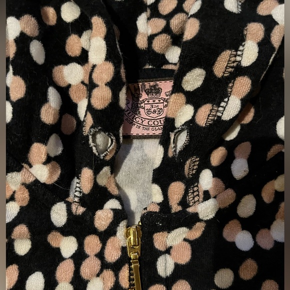 Juicy Couture Vintage Polkadot Terrycloth Zip Up Hoodie - Picture 4 of 6